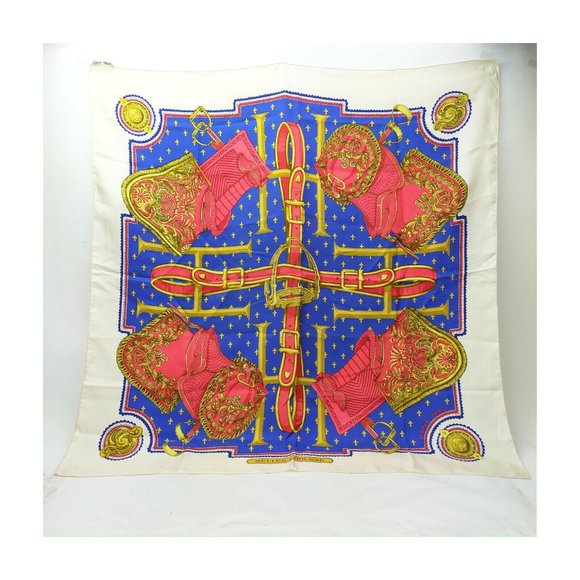 Hermes scarf Carre 90 Blue Silk100% - Picture 2 of 9